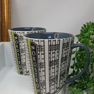 Nordstrom Gray, White & Lime Accent Ceramic Mug Set